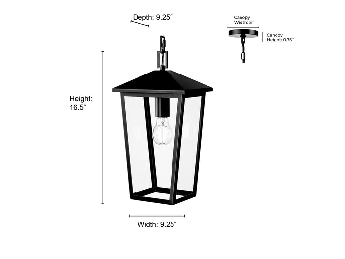 16.5'' Munger Powder Coated Black 1 Light Hanging Pendant