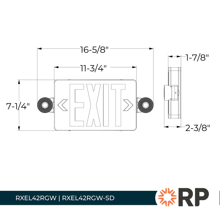 16.75-inch White Exit and Emergency Combo Light with 2.8W Output