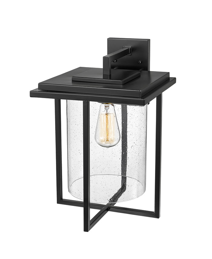 17-inch Adair Powder Coated Black 1-Light Outdoor Wall Sconce with Clear Seeded Glass