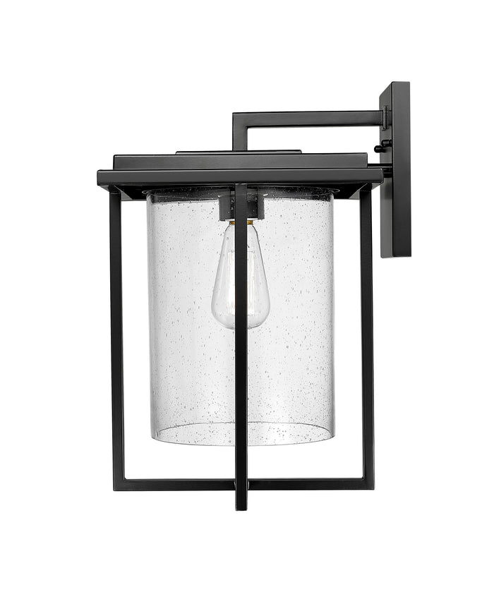 17-inch Adair Powder Coated Black 1-Light Outdoor Wall Sconce with Clear Seeded Glass