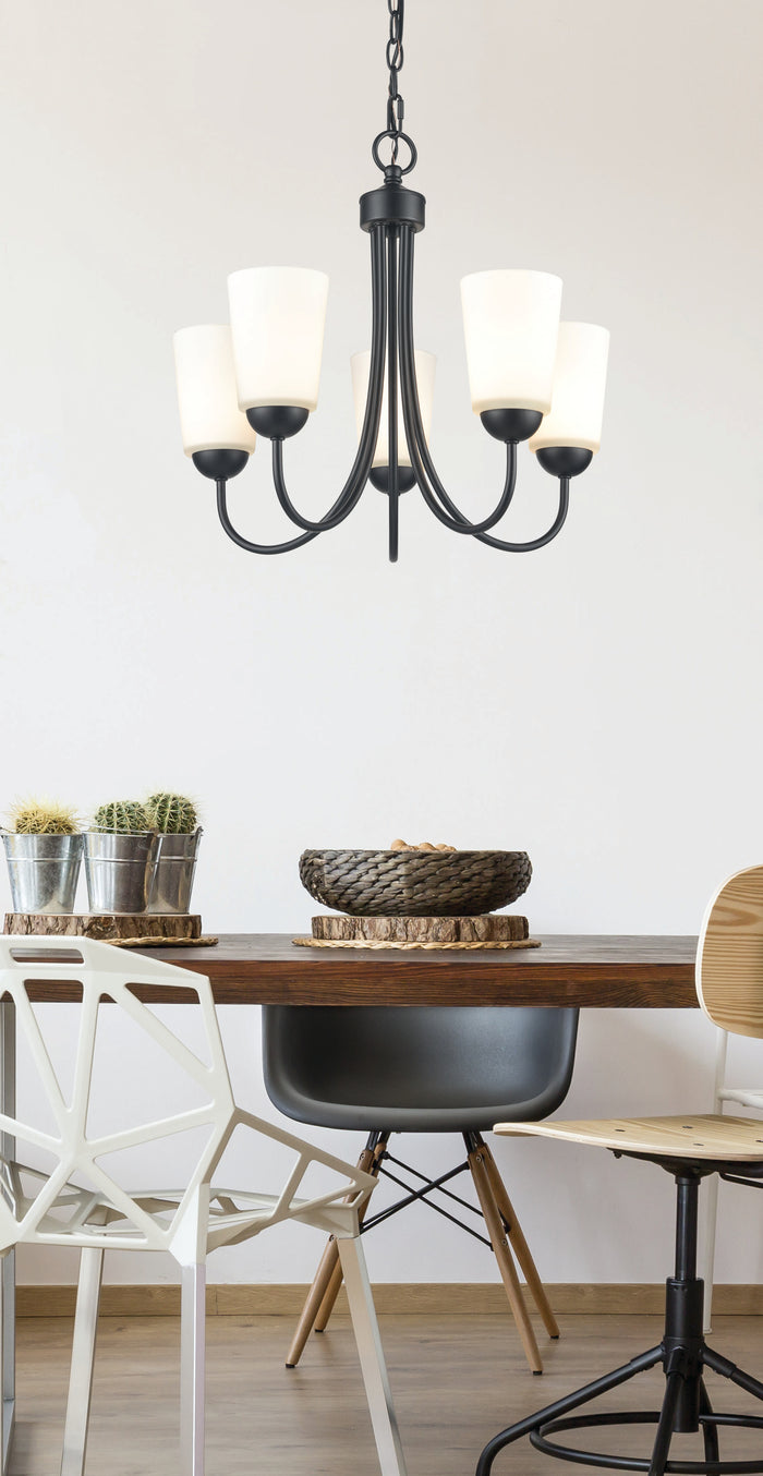 17'' Ivey Lake Matte Black 5 Light Chandelier