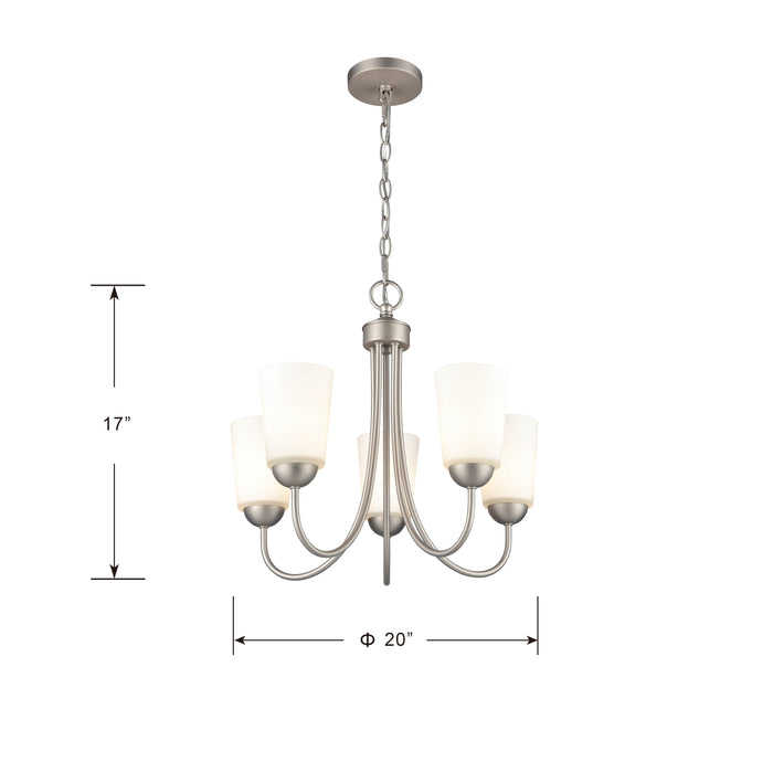 17'' Ivey Lake Satin Nickel 5 Light Chandelier