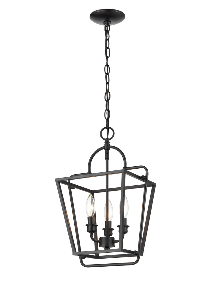 17''  Matte Black 3 Light Pendant