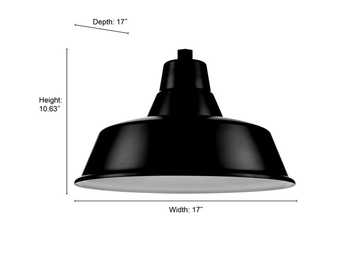 17'' Satin Black Aluminum R Series Classic Warehouse Shade