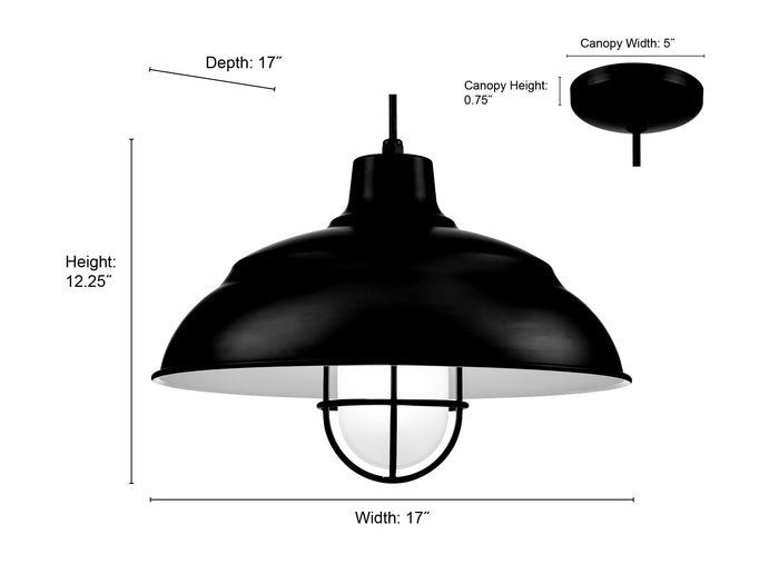 17'' Satin Black Aluminum R Series Warehouse Shade