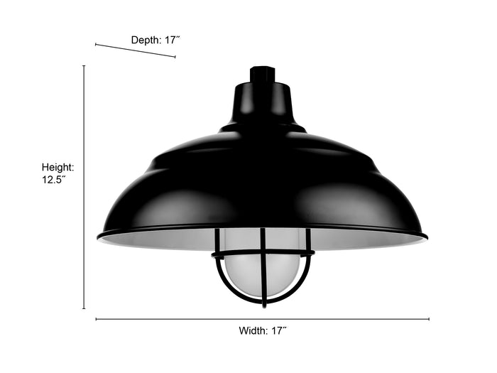 17'' Satin Black Aluminum R Series Warehouse Shade