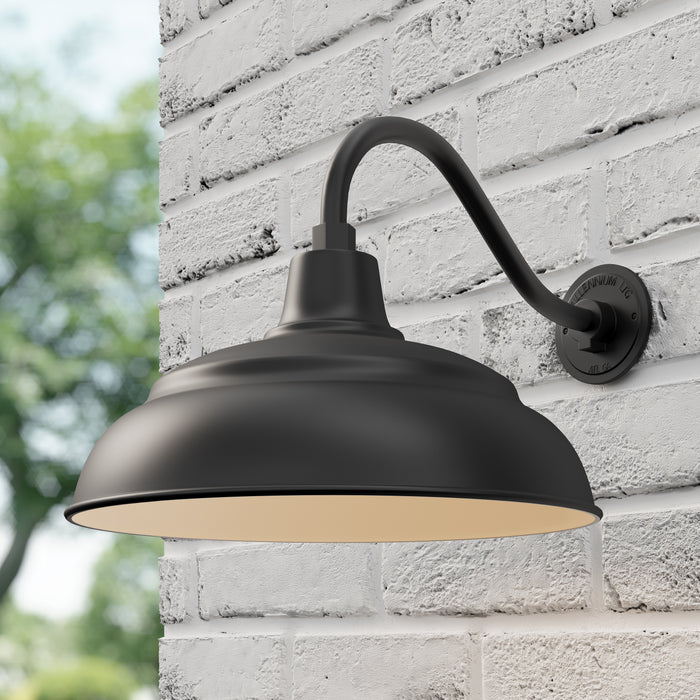 17 x 9.25-inch R Series Satin Black Warehouse Shade