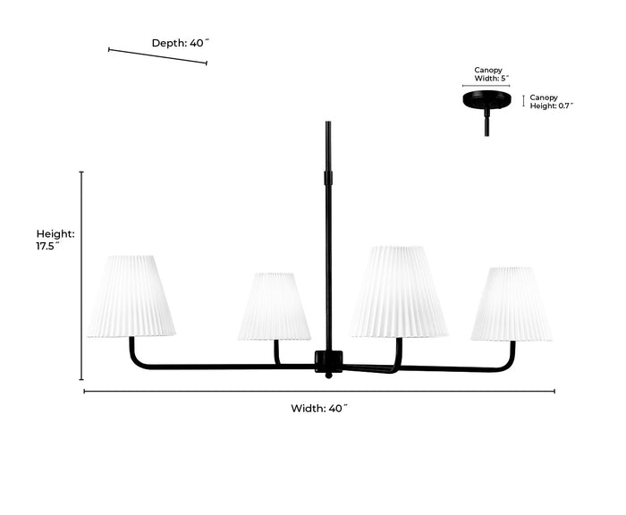 17.5'' Ami Matte Black 4 Light Chandelier
