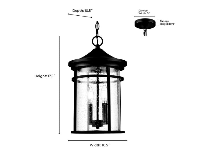 17.5'' Namath Textured Black 2 Light Hanging Lantern