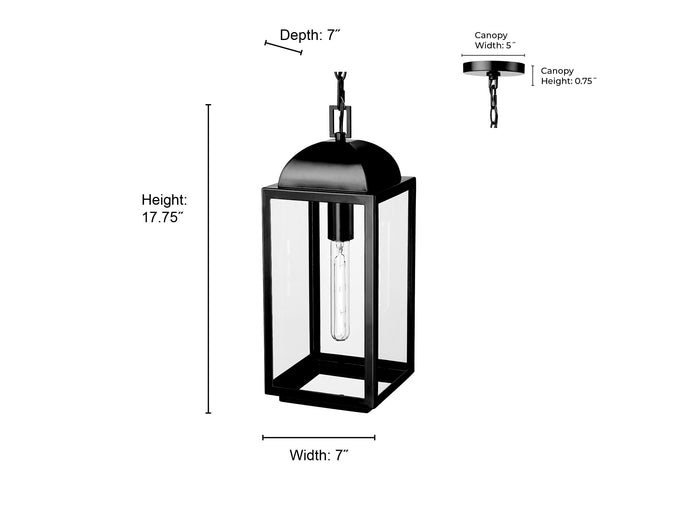 17.75'' Beaufort Powder Coated Black 1 Light Hanging Lantern