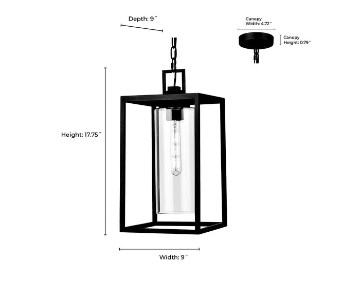 17.75'' Ellway Textured Black 1 Light Hanging Lantern
