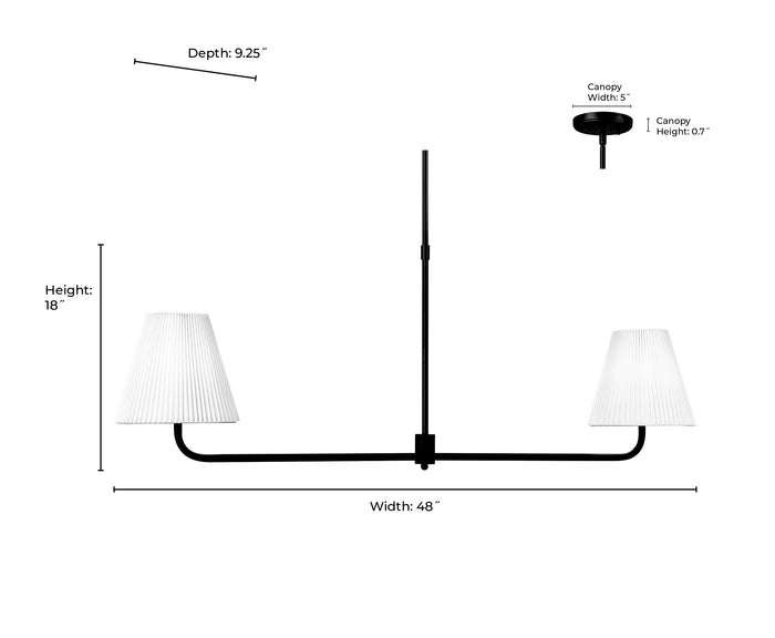 18'' Ami Vintage Brass 2 Light Linear Chandelier