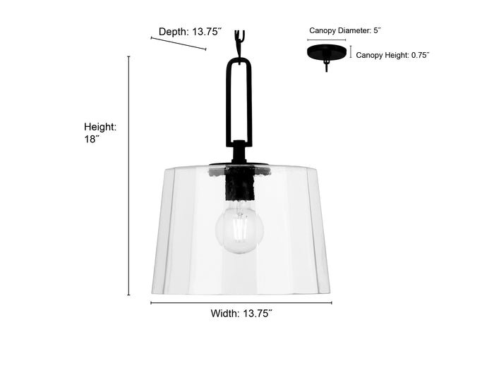 18'' Diamara Matte Black 1 Light Pendant