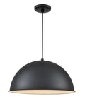 18-inch R Series Satin Black 1-Light Black Glass Pendant Light
