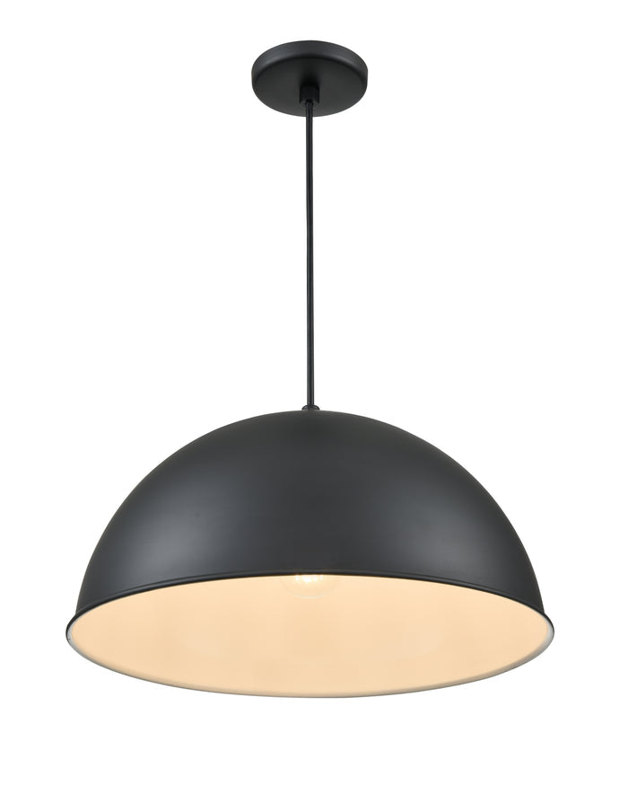 18-inch R Series Satin Black 1-Light Black Glass Pendant Light