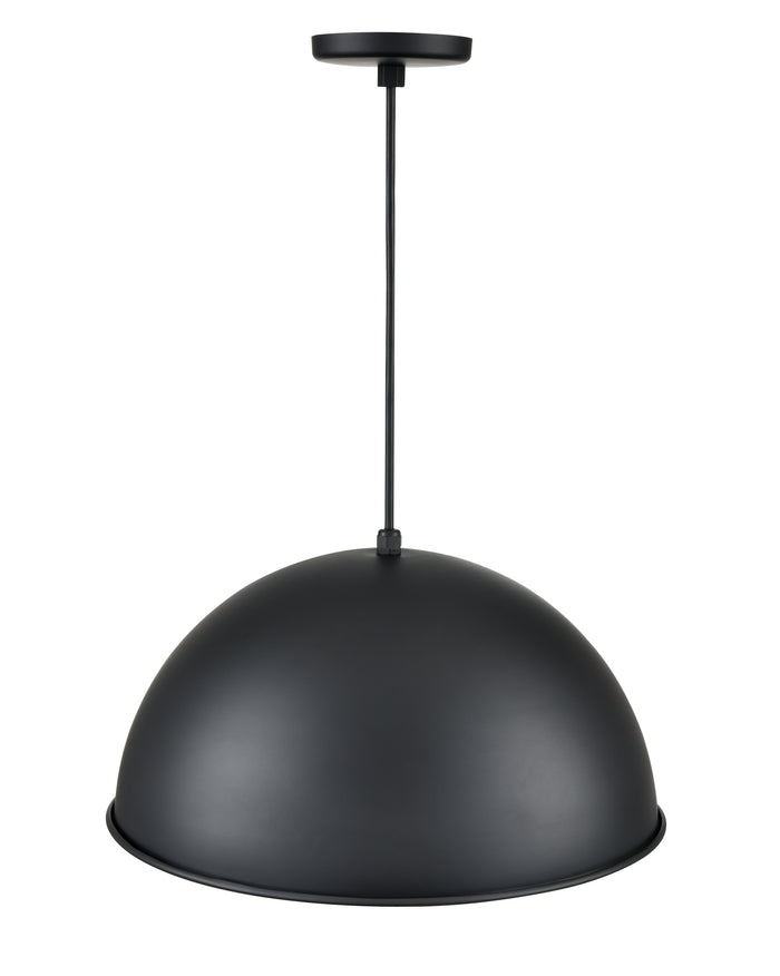 18-inch R Series Satin Black 1-Light Black Glass Pendant Light