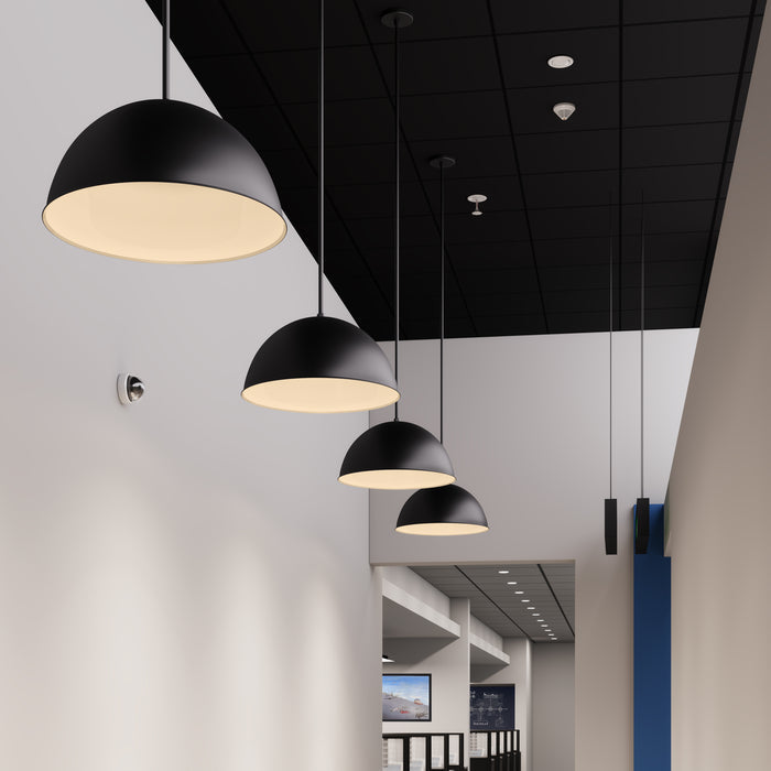 18-inch R Series Satin Black 1-Light Black Glass Pendant Light