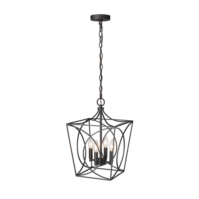 18.25'' Tracy Matte Black 4 Light Pendant