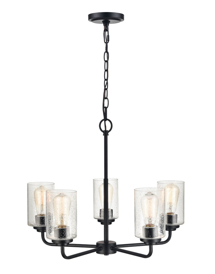 18.75'' Moven Matte Black 5 Light Chandelier