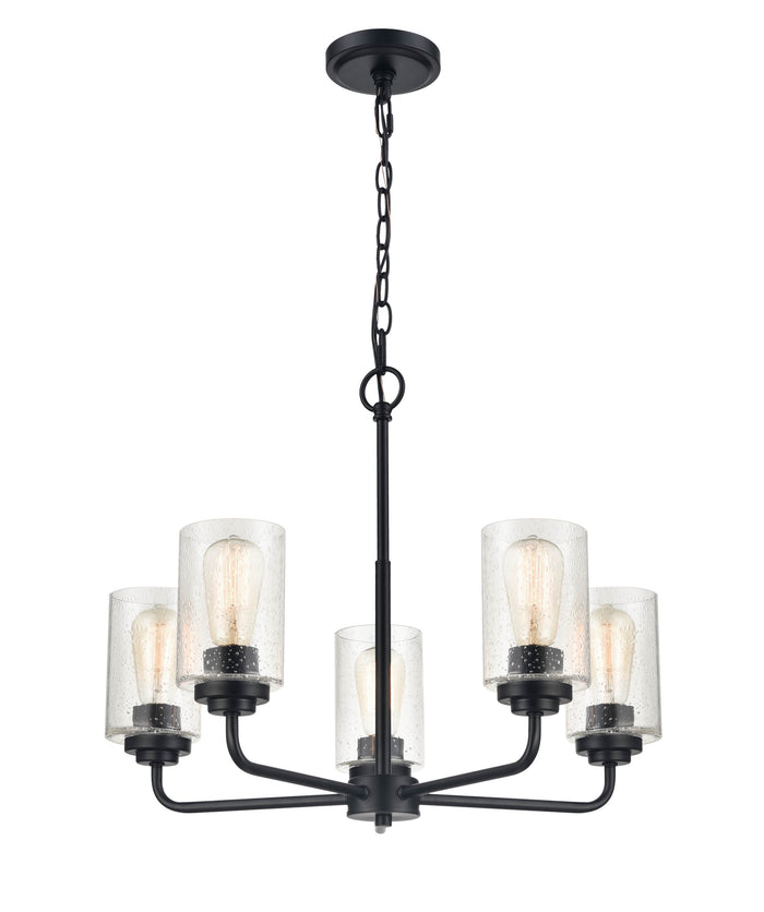 18.75'' Moven Matte Black 5 Light Chandelier