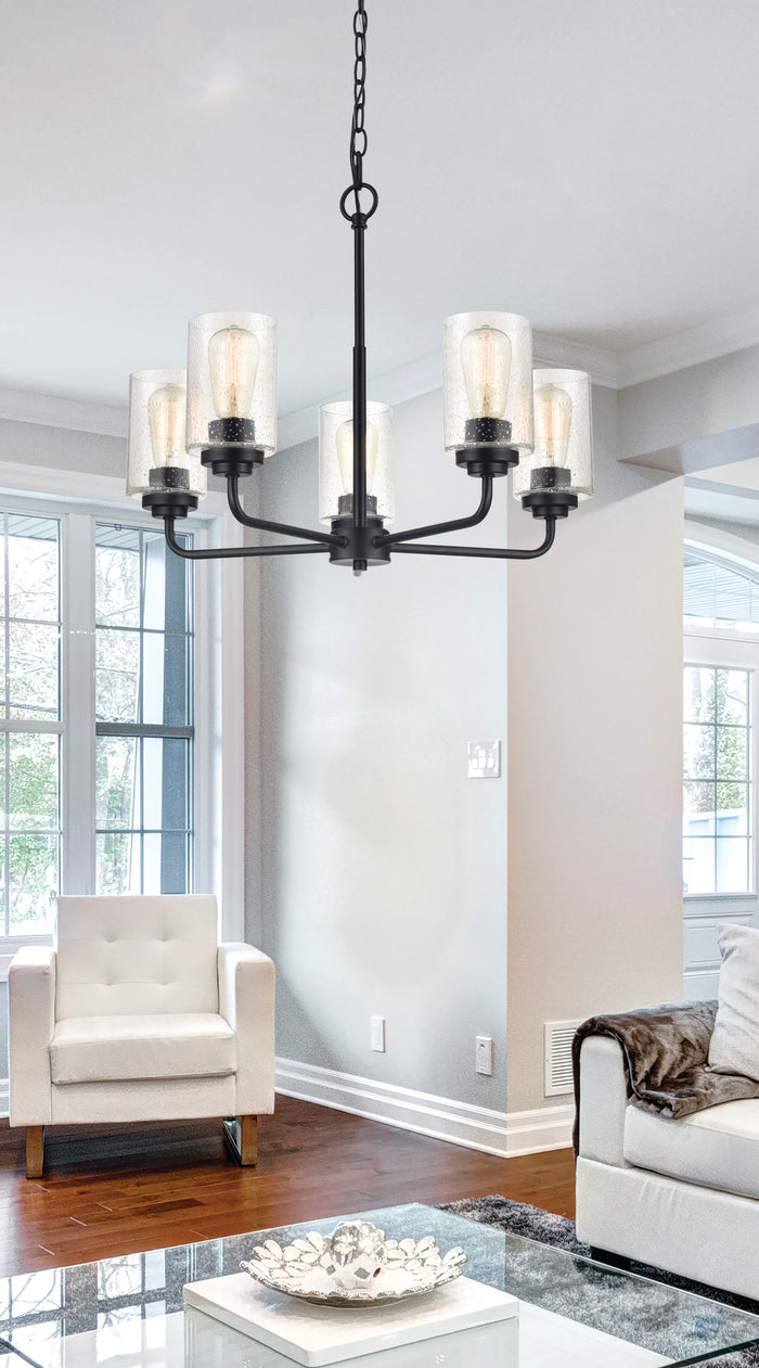 18.75'' Moven Matte Black 5 Light Chandelier