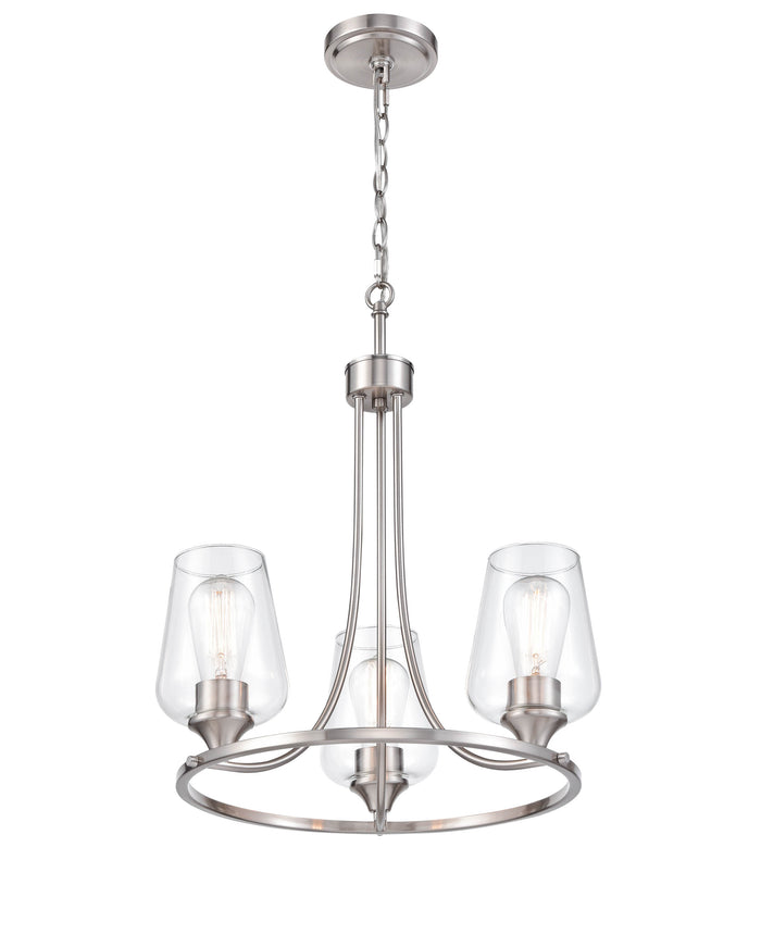 19'' Ashford Brushed Nickel 3 Light Chandelier