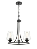 19'' Ashford Matte Black 3 Light Chandelier