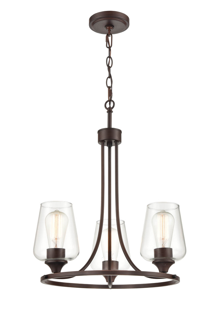 19'' Ashford Rubbed Bronze 3 Light Chandelier