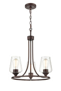 19'' Ashford Rubbed Bronze 3 Light Chandelier