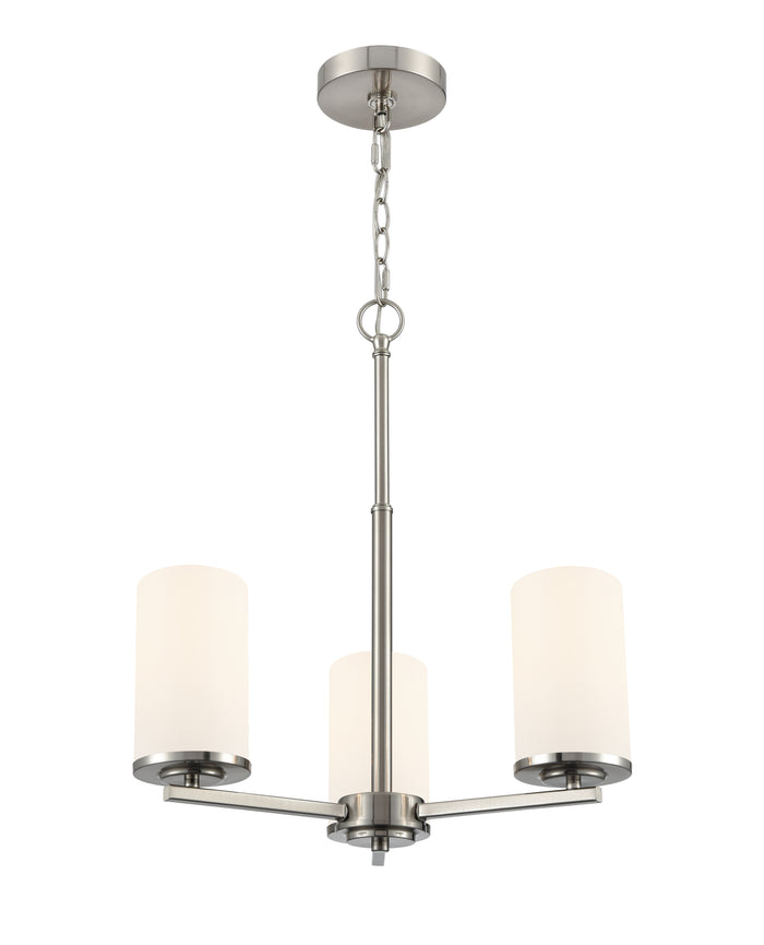 19-inch Verlana Brushed Nickel 3-Light Etched White Glass Chandelier