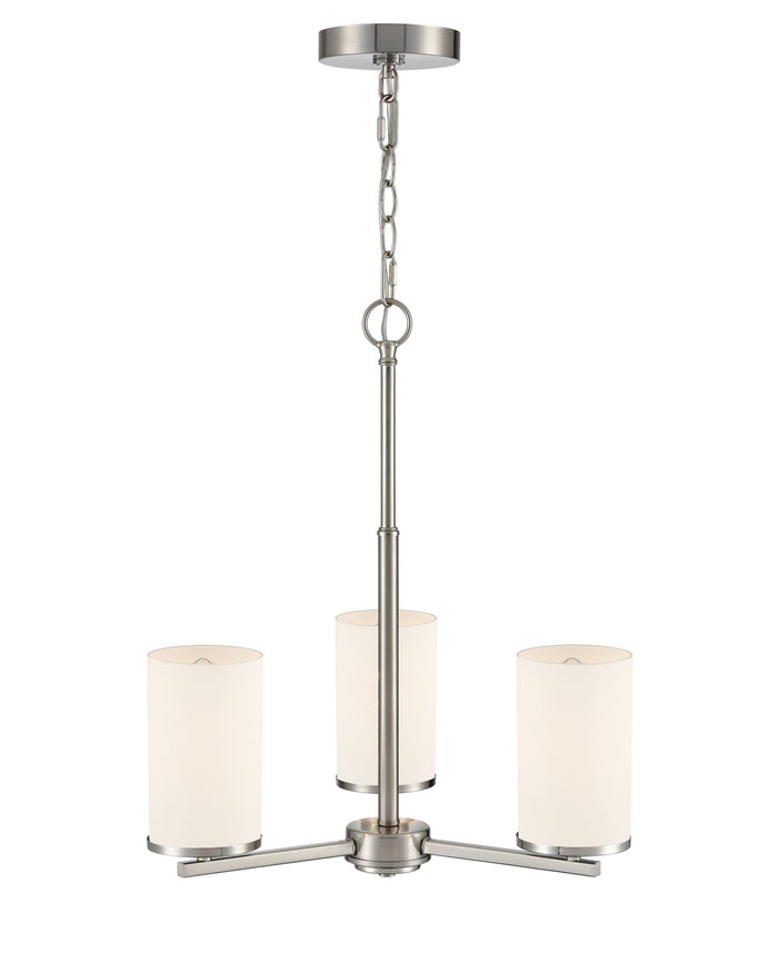 19-inch Verlana Brushed Nickel 3-Light Etched White Glass Chandelier