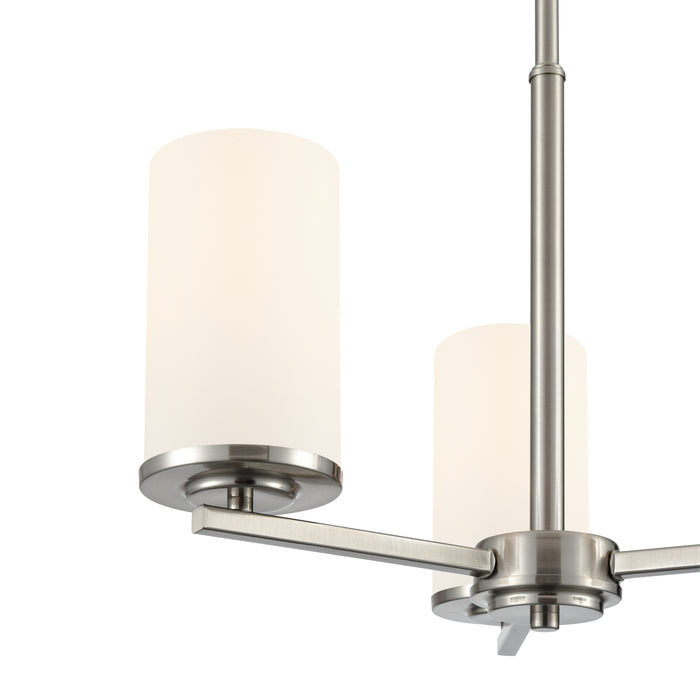 19-inch Verlana Brushed Nickel 3-Light Etched White Glass Chandelier
