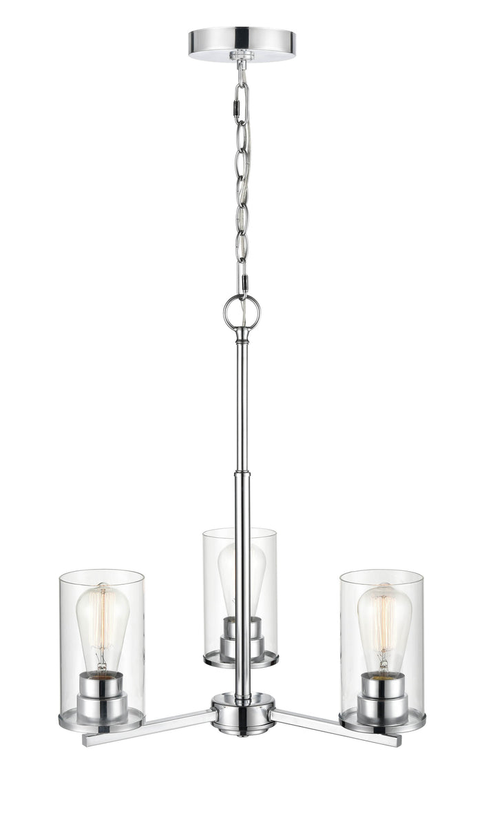 19-inch Verlana Chrome 3-Light Clear Glass Chandelier
