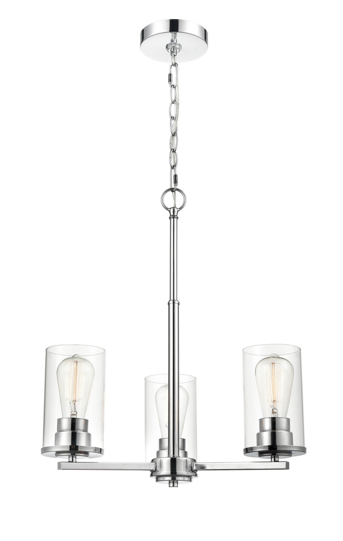 19-inch Verlana Chrome 3-Light Clear Glass Chandelier