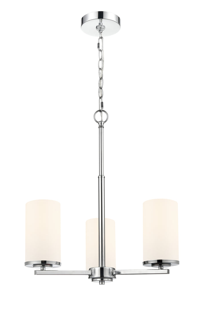 19-inch Verlana Chrome 3-Light Etched White Glass Chandelier