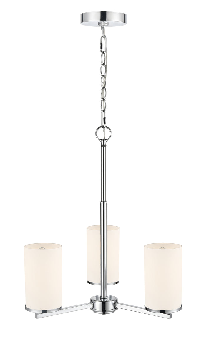 19-inch Verlana Chrome 3-Light Etched White Glass Chandelier