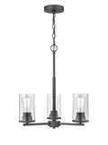 19-inch Verlana Matte Black 3-Light Clear Glass Chandelier