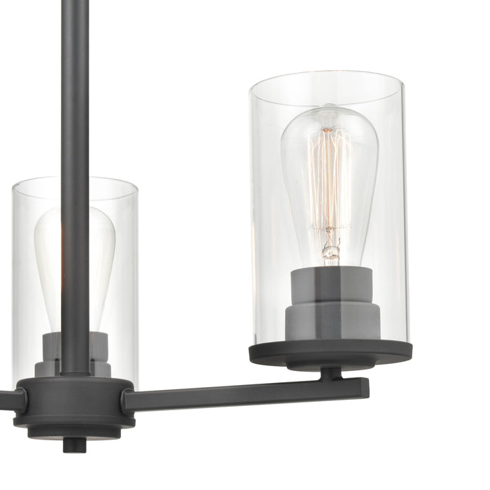 19-inch Verlana Matte Black 3-Light Clear Glass Chandelier