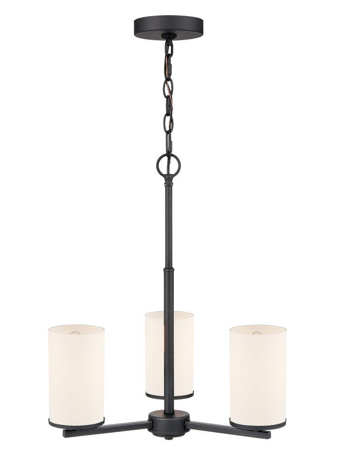 19-inch Verlana Matte Black 3-Light Etched White Glass Chandelier