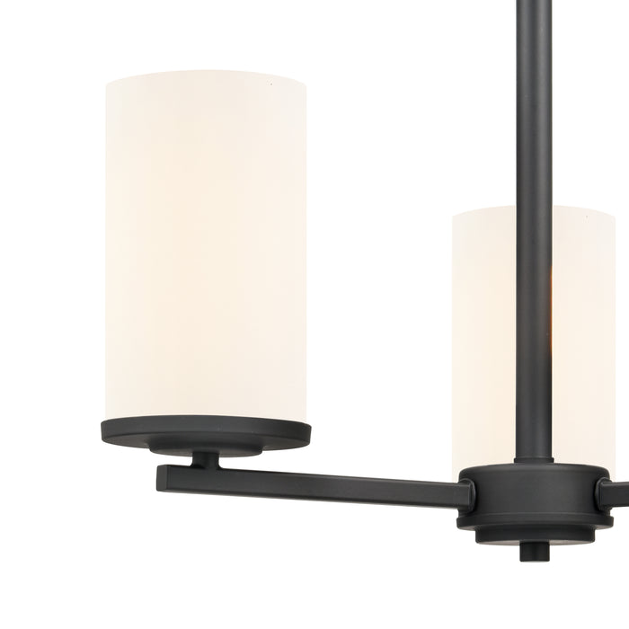 19-inch Verlana Matte Black 3-Light Etched White Glass Chandelier