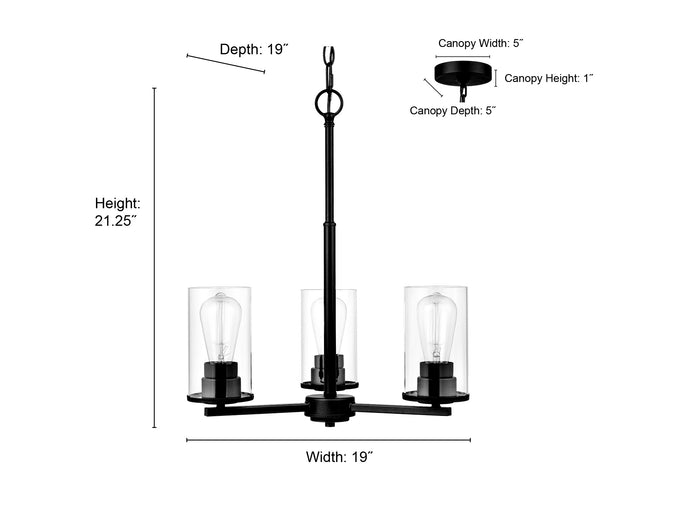 19-inch Verlana Modern Gold 3-Light Clear Glass Chandelier