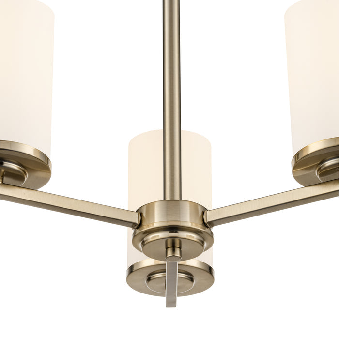 19-inch Verlana Modern Gold 3-Light Etched White Glass Chandelier