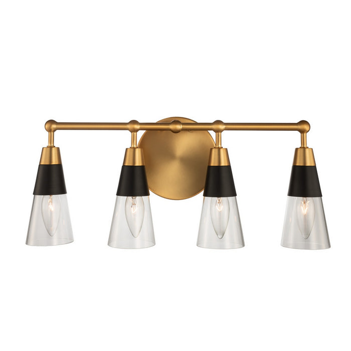 19'' Ponti 4 Light Matte Black w/ New Brass Vanity Light