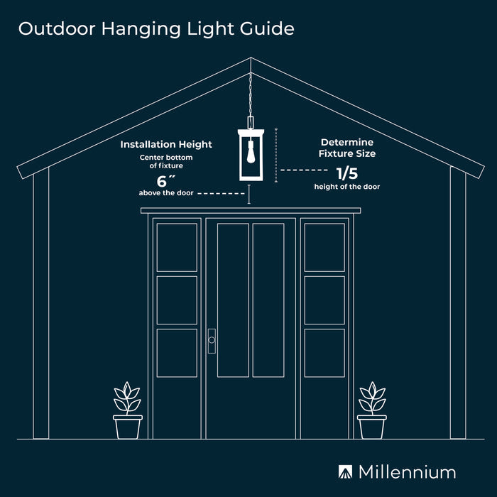 19.25'' Strathden Powder Coated Black 2 Light Hanging Lantern