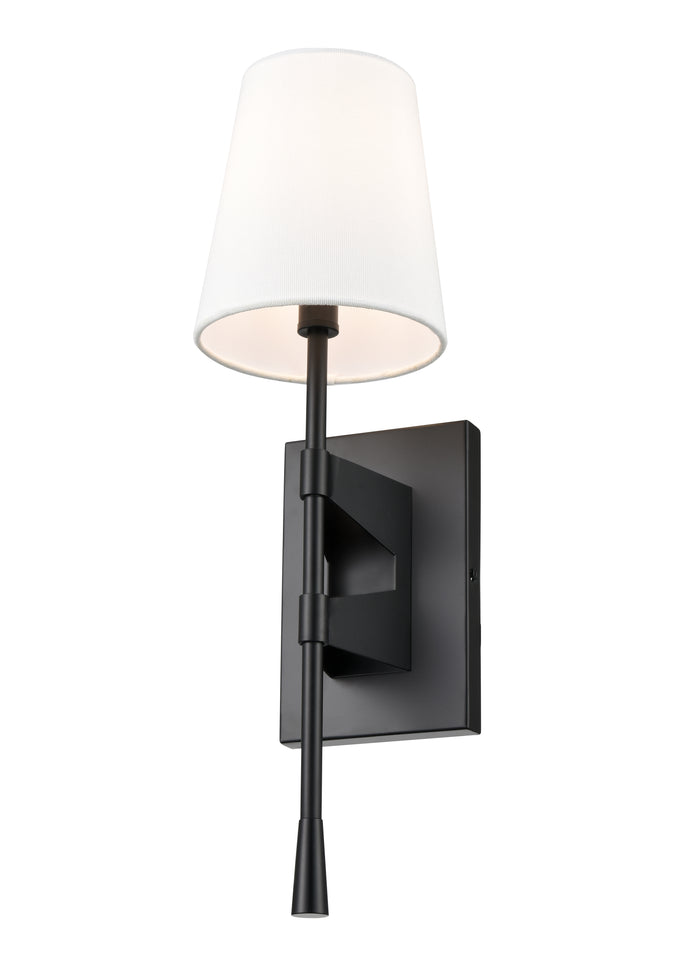 19.5-inch Matte Black 1-Light Linen Fabric Shade Wall Sconce
