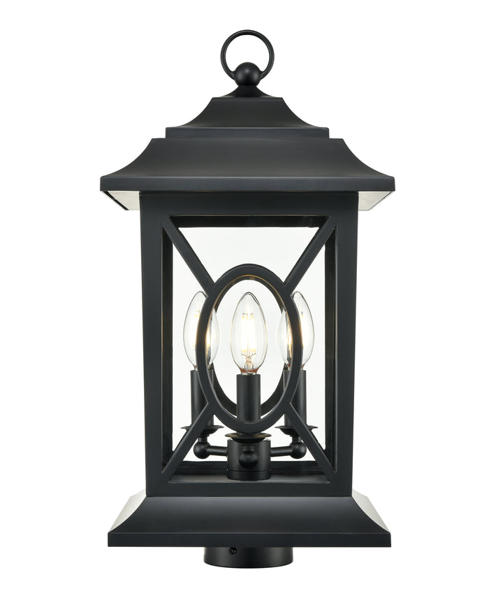 19.75'' Allbert Powder Coated Black 3 Light Post Lantern