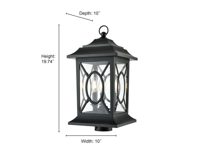 19.75'' Allbert Powder Coated Black 3 Light Post Lantern