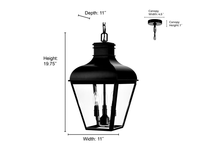 19.75'' Edenton Matte Black 3 Light Hanging Pendant