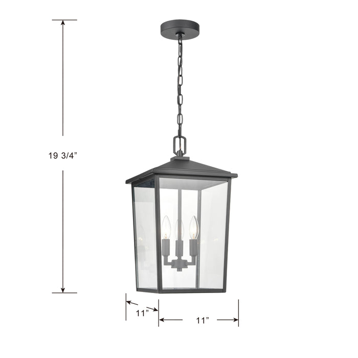 19.75'' Fetterton Powder Coated Black 3 Light Hanging Lantern