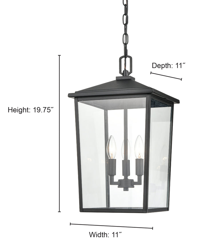19.75'' Fetterton Powder Coated Bronze 3 Light Hanging Lantern